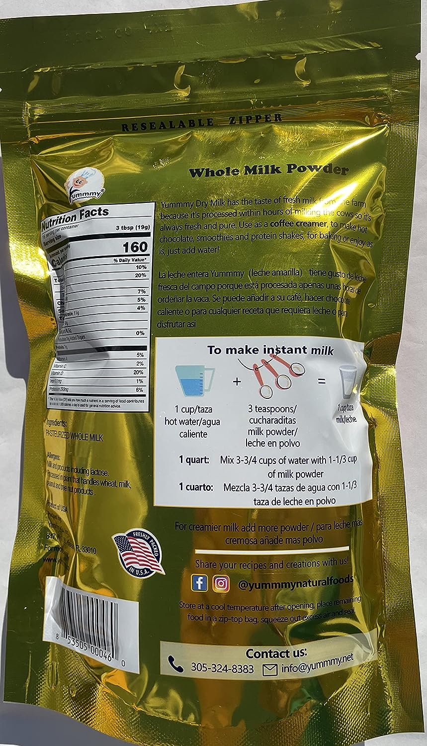 Whole Milk Instant Powder 11 0z, Kosher certified, Halal certified, Product of USA - Image 2
